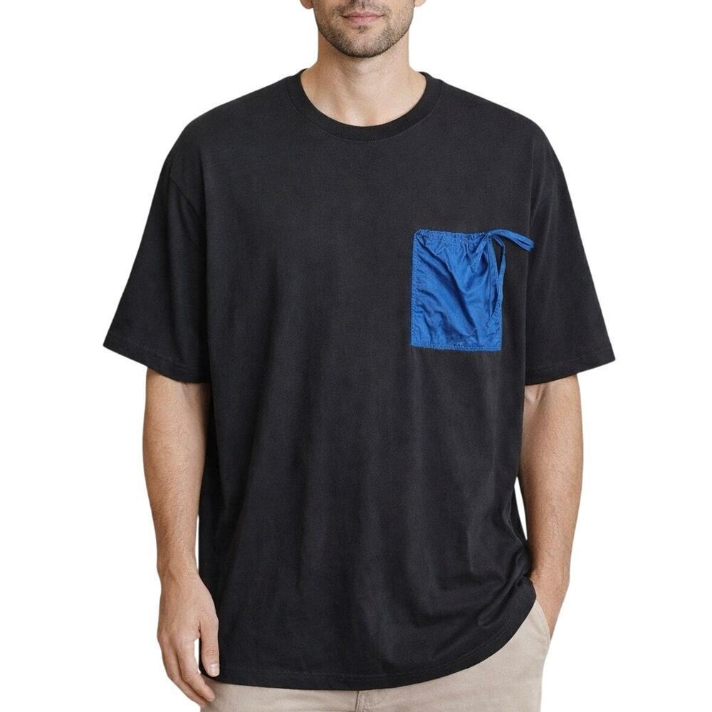 Jil Sander Men’s Pocket T-Shirt Cotton Crewneck Black Blue Size XL
